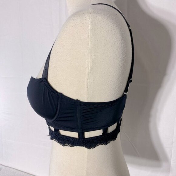 La Senza Black Bustier Bra W Gold Dots And Lace Trim 36B - Picture 4 of 12